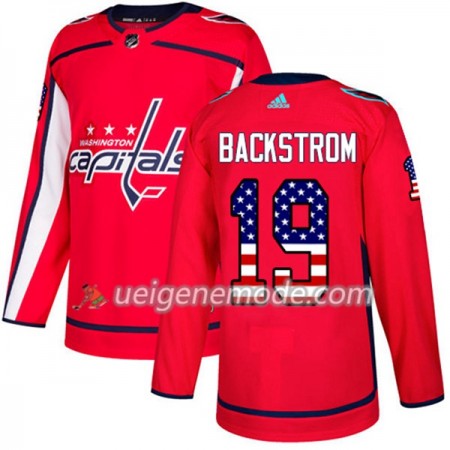 Herren Eishockey Washington Capitals Trikot Nicklas Backstrom 19 Adidas 2017-2018 Rot USA Flag Fashion Authentic